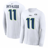 Jaxon Smith-Njigba Seattle Seahawks Super Bowl LX Champions Patch Name & Number Long Sleeve T-Shirt - White - Nike