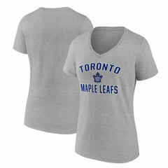 Toronto Maple Leafs Logo Athletic Women's Arch Victory V-Neck T-Shirt - Heather Gray | NHL discount