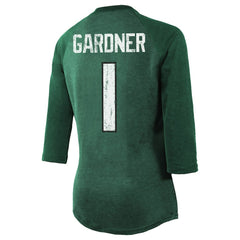 Ahmad Sauce Gardner New York Jets Majestic Threads Women's Player Name & Number Tri-Blend 3/4-Sleeve Fitted T-Shirt - Green - NFL