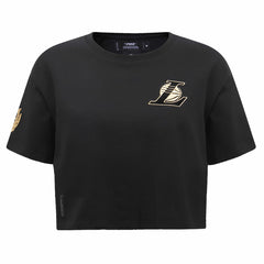 Los Angeles Lakers Pro Standard Women's Holiday Glam Boxy T-Shirt Black