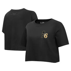Philadelphia 76ers Pro Standard Women's Holiday Glam Boxy T-Shirt Black