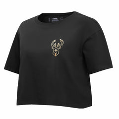 Milwaukee Bucks Pro Standard Women's Holiday Glam Boxy T-Shirt Black