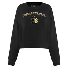 Philadelphia 76ers Pro Standard Women's Glam Cropped Pullover Sweatshirt - Black