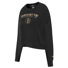 Brooklyn Nets Pro Standard Women's Glam Cropped Pullover Sweatshirt - Black