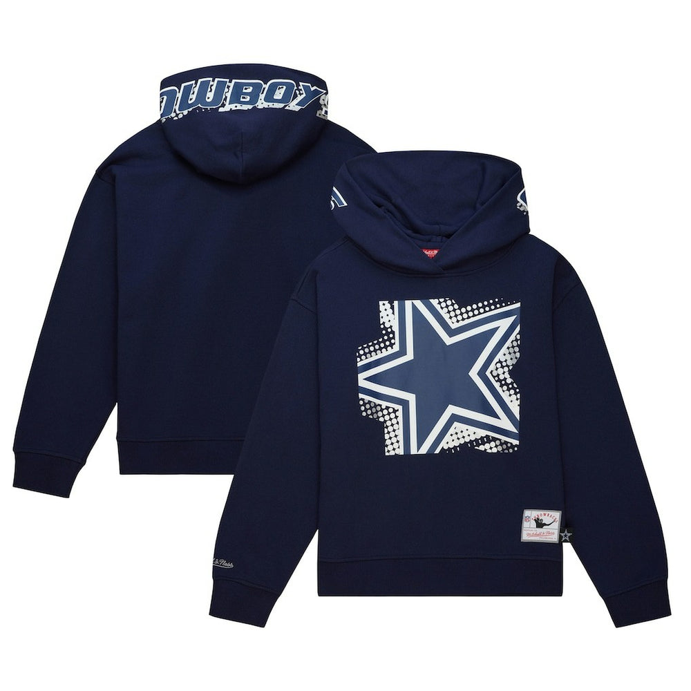 Dallas Cowboys Women's Gridiron Classics Big Face 7.0 Pullover Hoodie - Navy - Mitchell & Ness