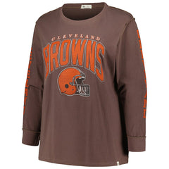 Cleveland Browns '47 Women's Plus Size Honey Cat SOA Long Sleeve T-Shirt - Brown - 47 brand