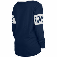 Dallas Cowboys New Era Women's Lace-Up Notch Neck Long Sleeve T-Shirt - Navy - NFL