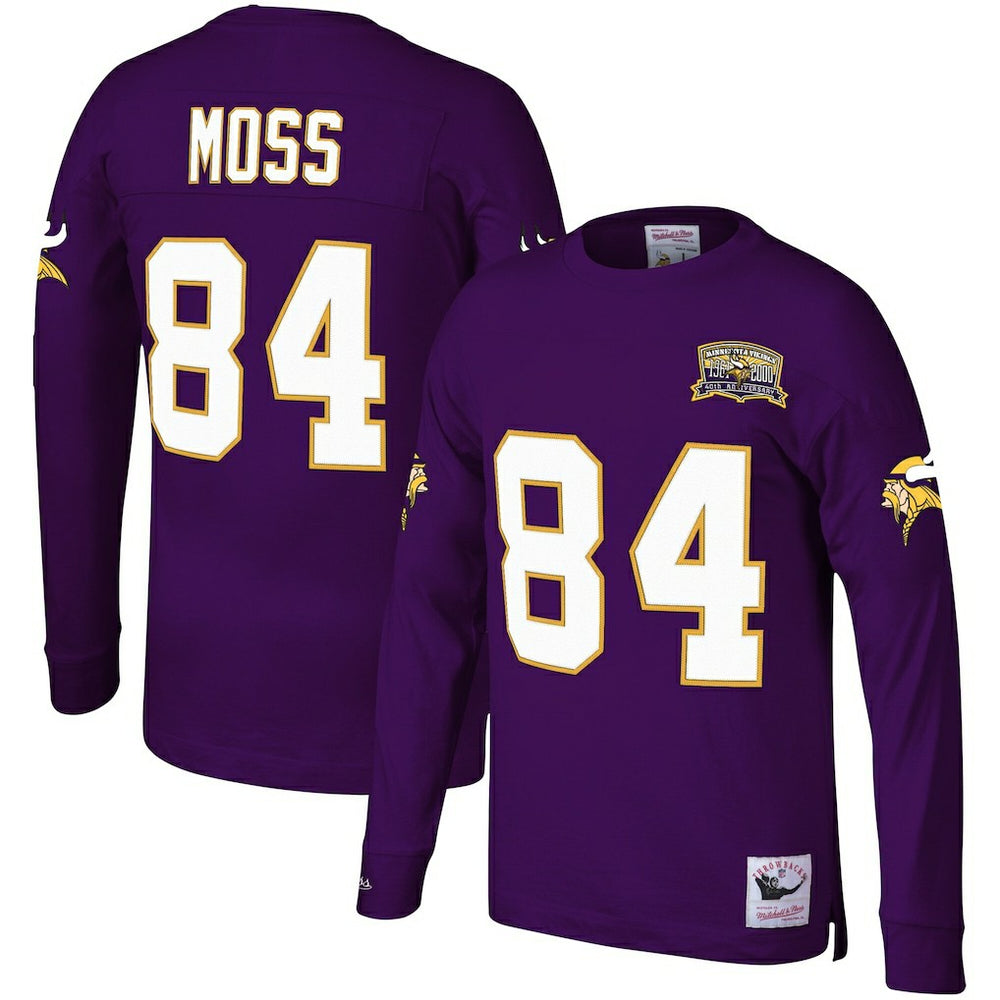 Randy Moss Minnesota Vikings Big & Tall Retired Player Name & Number Long Sleeve Top - Purple - Mitchell & Ness