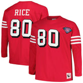 Jerry Rice San Francisco 49ers Big & Tall Cut & Sew Player Name & Number Long Sleeve T-Shirt - Scarlet - Mitchell & Ness