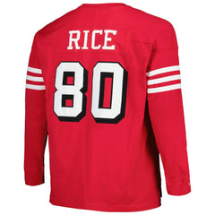Jerry Rice San Francisco 49ers Big & Tall Cut & Sew Player Name & Number Long Sleeve T-Shirt - Scarlet - Mitchell & Ness
