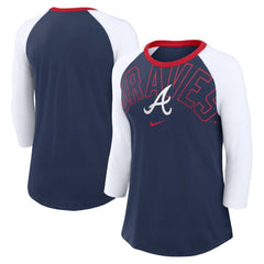 Atlanta Braves Nike Women's Knockout Arch 3/4-Sleeve Raglan Tri-Blend T-Shirt Sale