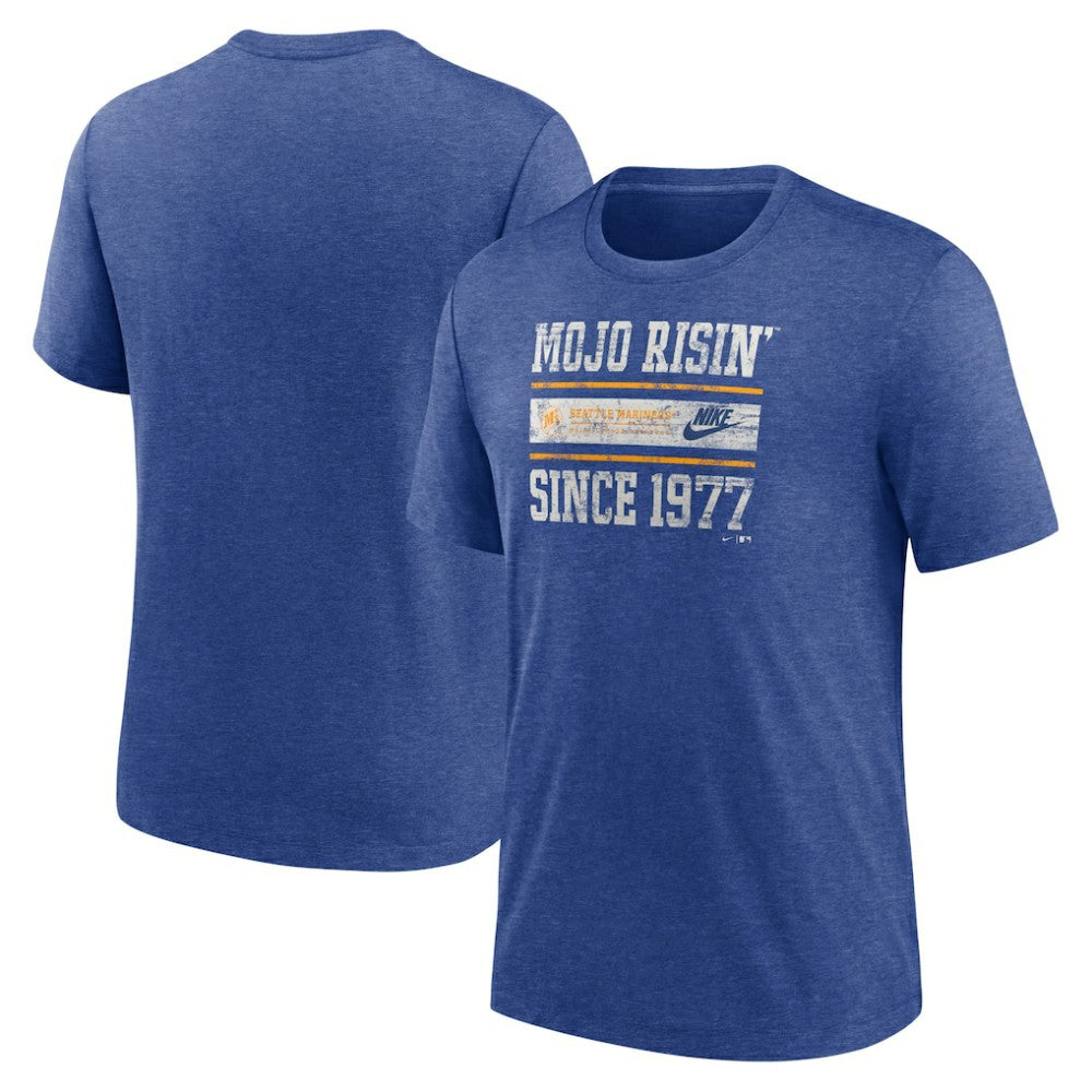 Seattle Mariners Nike Cooperstown Collection Local Stack Tri-Blend T-Shirt Outlet