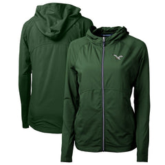 Philadelphia Eagles Cutter & Buck Women's Gridiron Classics Logo Adapt Eco Knit Hybrid Recycled Full-Zip Hoodie - Hunter Green - NFL