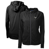 Philadelphia Eagles Cutter & Buck Women's Gridiron Classics Logo Adapt Eco Knit Hybrid Recycled Full-Zip Hoodie - Black - NFL