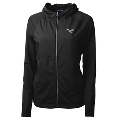 Philadelphia Eagles Cutter & Buck Women's Gridiron Classics Logo Adapt Eco Knit Hybrid Recycled Full-Zip Hoodie - Black - NFL