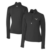 Philadelphia Eagles Cutter & Buck Women's Gridiron Classics Logo DryTec Traverse Stretch Quarter-Zip Pullover Top - Black - NFL