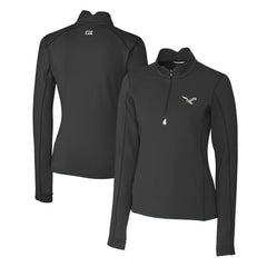 Philadelphia Eagles Cutter & Buck Women's Gridiron Classics Logo DryTec Traverse Stretch Quarter-Zip Pullover Top - Black - NFL