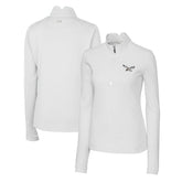Philadelphia Eagles Cutter & Buck Women's Gridiron Classics Logo DryTec Traverse Stretch Quarter-Zip Pullover Top - White - NFL