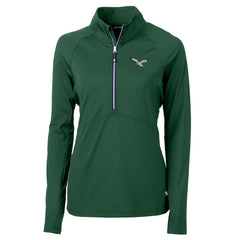 Philadelphia Eagles Cutter & Buck Women's Gridiron Classics Logo Adapt Eco Knit Stretch Recycled Half-Zip Pullover Top - Green - NFL