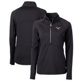 Philadelphia Eagles Cutter & Buck Women's Gridiron Classics Logo Adapt Eco Knit Stretch Recycled Half-Zip Pullover Top - Black - NFL