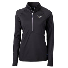 Philadelphia Eagles Cutter & Buck Women's Gridiron Classics Logo Adapt Eco Knit Stretch Recycled Half-Zip Pullover Top - Black - NFL