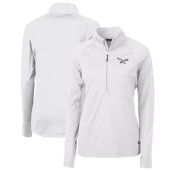 Philadelphia Eagles Cutter & Buck Women's Gridiron Classics Logo Adapt Eco Knit Stretch Recycled Half-Zip Pullover Top - White - NFL