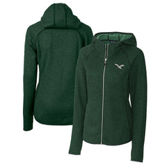 Philadelphia Eagles Cutter & Buck Women's Gridiron Classics Logo Mainsail Sweater-Knit Full-Zip Hoodie - Green - NFL