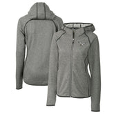 Philadelphia Eagles Cutter & Buck Women's Gridiron Classics Logo Mainsail Sweater-Knit Full-Zip Hoodie - Heather Gray - NFL