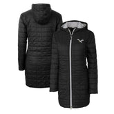 Philadelphia Eagles Cutter & Buck Women's Gridiron Classics Logo Rainier Primaloft Eco Insulated Hooded Long Coat - Black - NFL