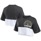 New Orleans Saints Women's Boxy Color Split Cropped T-Shirt - Black/White - Fanatics
