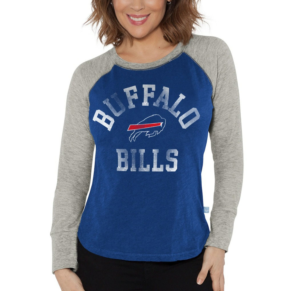 Buffalo Bills G-III 4Her by Carl Banks Women's Waffle Knit Raglan Long Sleeve T-Shirt - Royal/Heather Gray - NFL