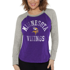 Minnesota Vikings G-III 4Her by Carl Banks Women's Waffle Knit Raglan Long Sleeve T-Shirt - Purple/Heather Gray - NFL