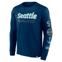 Seattle Kraken Fanatics Strike the Goal Long Sleeve T-Shirt - Deep Sea Blue | Fanatics discount