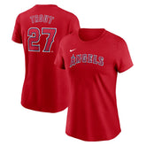Mike Trout Los Angeles Angels Nike Women's Cooperstown Collection Fuse Name & Number T-Shirt for sale