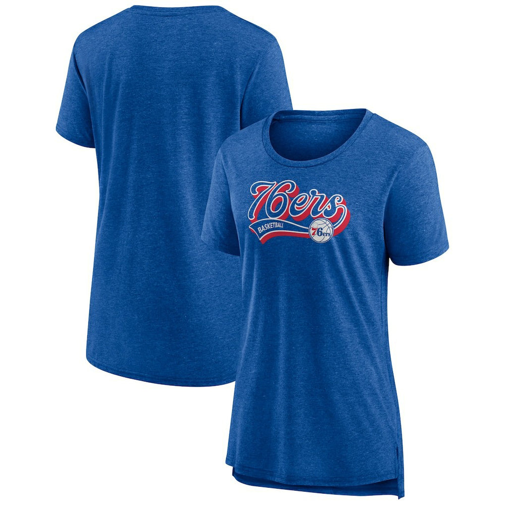 Fanatics Philadelphia 76ers Women's League Leader Tri-Blend T-Shirt Heather Royal