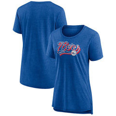 Fanatics Philadelphia 76ers Women's League Leader Tri-Blend T-Shirt Heather Royal