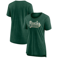 Fanatics Milwaukee Bucks Women's League Leader Tri-Blend T-Shirt Hunter Green