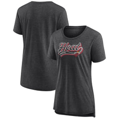 Fanatics Miami Heat Women's League Leader Tri-Blend T-Shirt Heather Charcoal