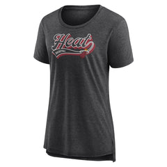 Fanatics Miami Heat Women's League Leader Tri-Blend T-Shirt Heather Charcoal