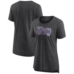 Fanatics Sacramento Kings Women's League Leader Tri-Blend T-Shirt Heather Charcoal