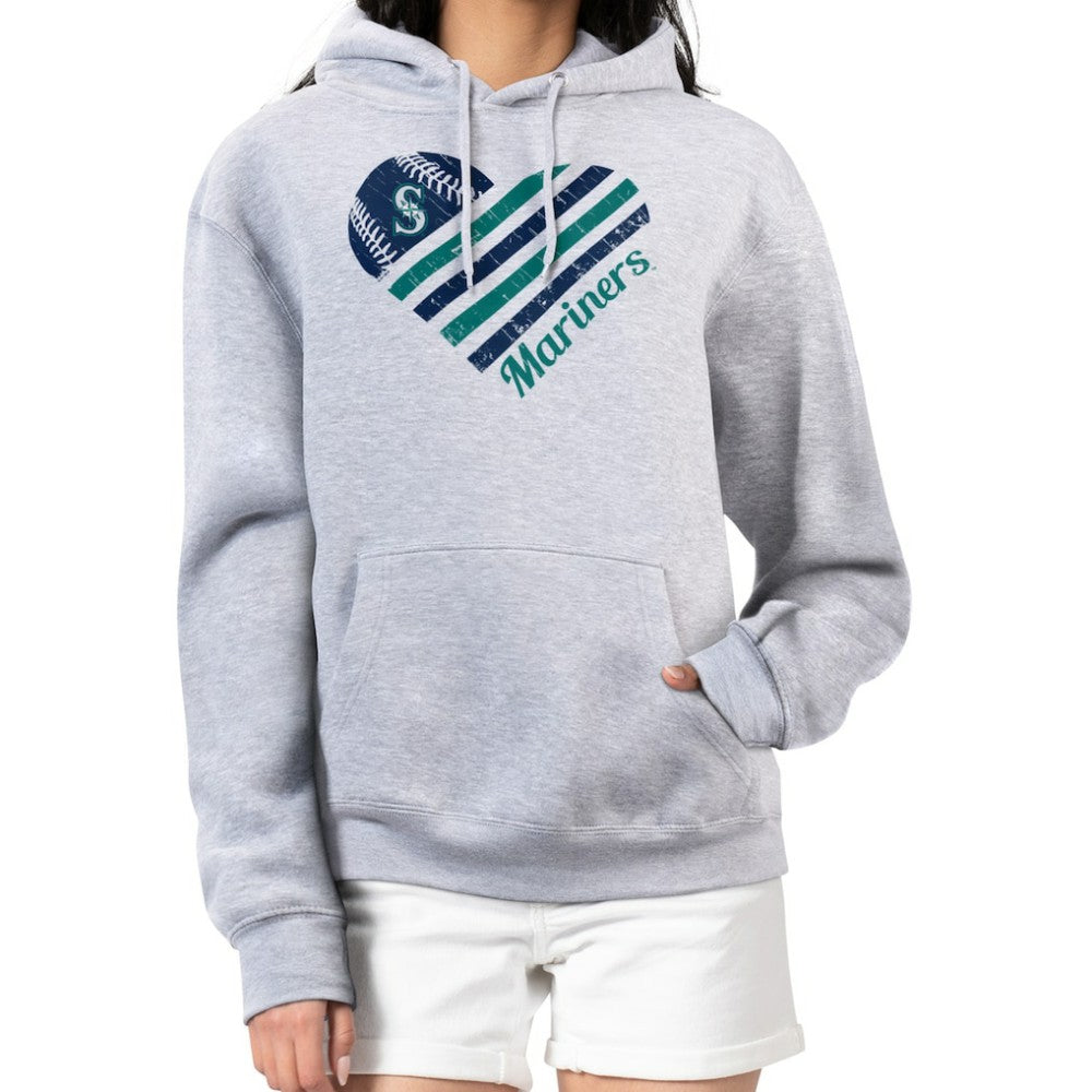 Seattle Mariners G-III 4Her by Carl Banks Women's Heart Fleece Pullover Hoodie Outlet