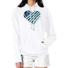 Seattle Mariners G-III 4Her by Carl Banks Women's Heart Fleece Pullover Hoodie Sale