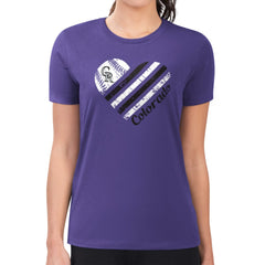 Colorado Rockies G-III 4Her by Carl Banks Women's Super-Slim Fit Lightweight Heart Graphic T-Shirt Outlet