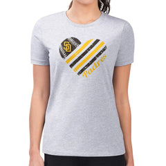 San Diego Padres G-III 4Her by Carl Banks Women's Super-Slim Fit Lightweight Heart Graphic T-Shirt Sale