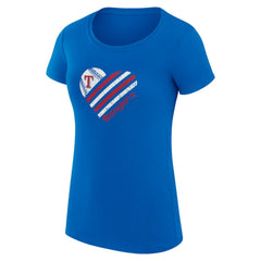 Texas Rangers G-III 4Her by Carl Banks Women's Super-Slim Fit Lightweight Heart Graphic T-Shirt for sale