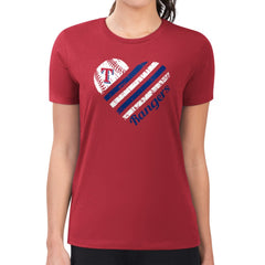 Texas Rangers G-III 4Her by Carl Banks Women's Super-Slim Fit Lightweight Heart Graphic T-Shirt Discount