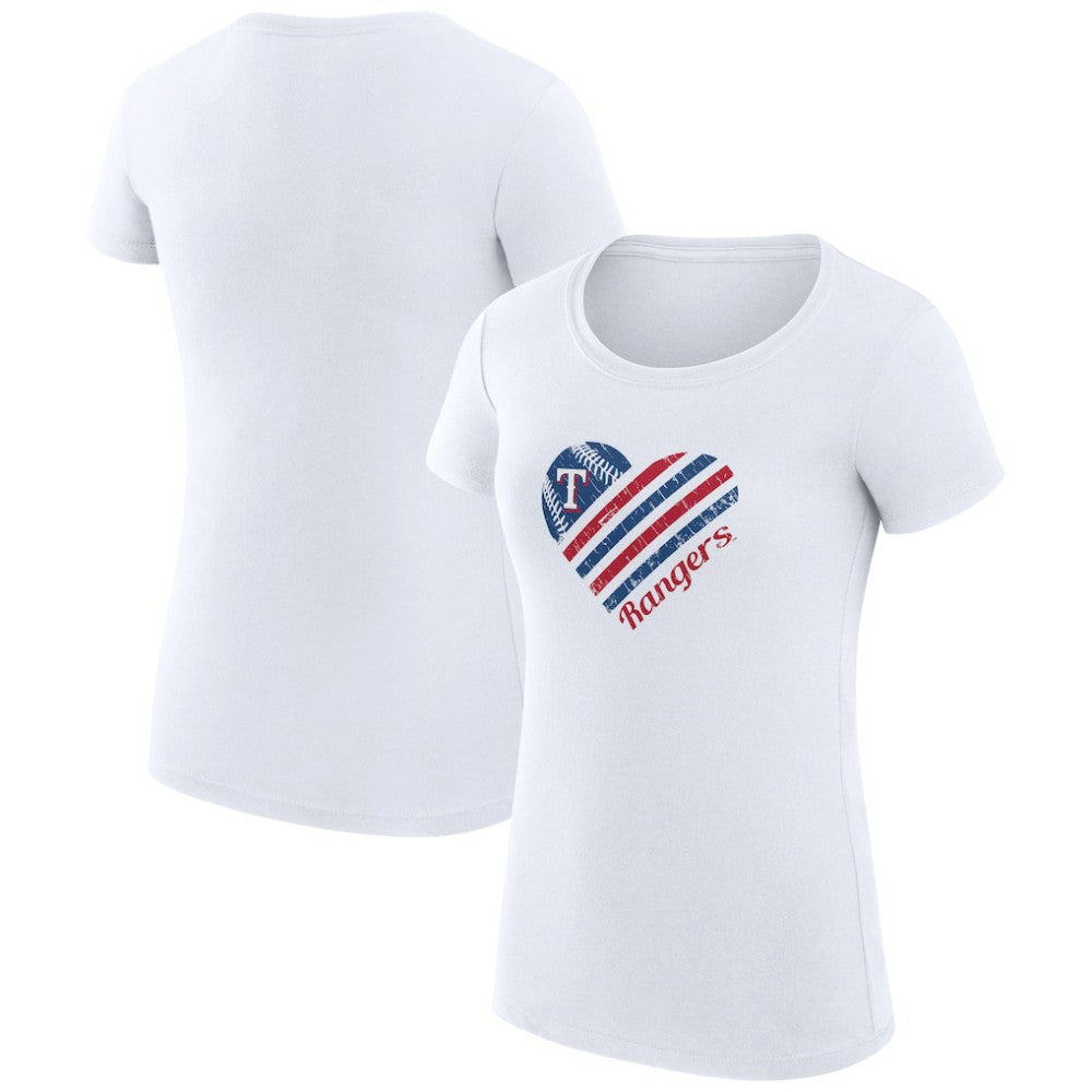 Texas Rangers G-III 4Her by Carl Banks Women's Super-Slim Fit Lightweight Heart Graphic T-Shirt Outlet
