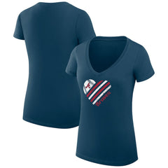 Atlanta Braves G-III 4Her by Carl Banks Women's Super-Slim Fit Lightweight Heart V-Neck T-Shirt Outlet