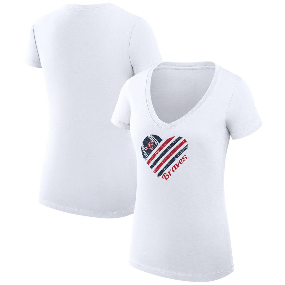 Atlanta Braves G-III 4Her by Carl Banks Women's Super-Slim Fit Lightweight Heart V-Neck T-Shirt Online
