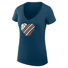 Detroit Tigers G-III 4Her by Carl Banks Women's Super-Slim Fit Lightweight Heart V-Neck T-Shirt for sale